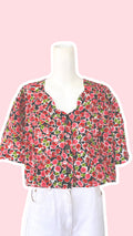 chemise crop top liberty noir et rouge