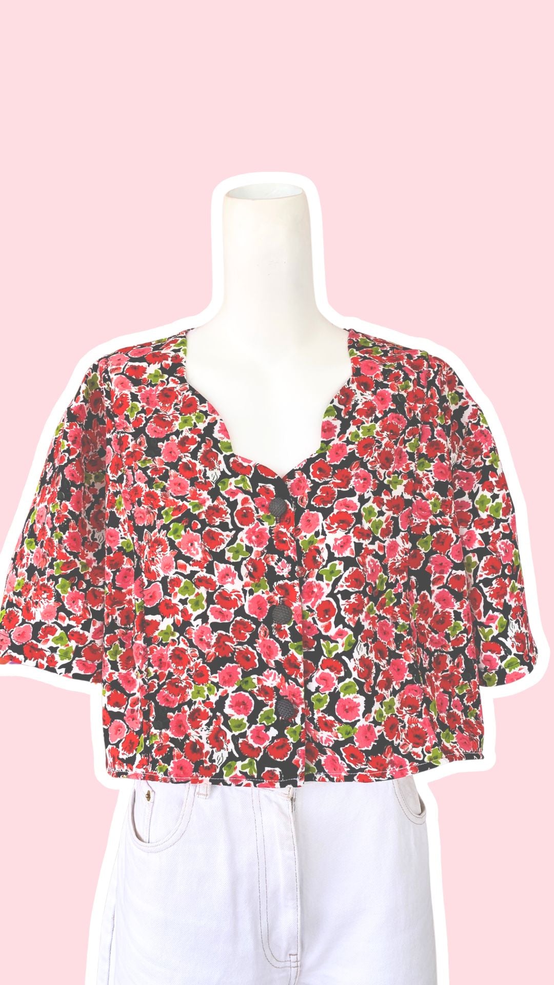 chemise crop top liberty noir et rouge