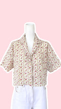 chemise crop top blanche liberty rouge vert