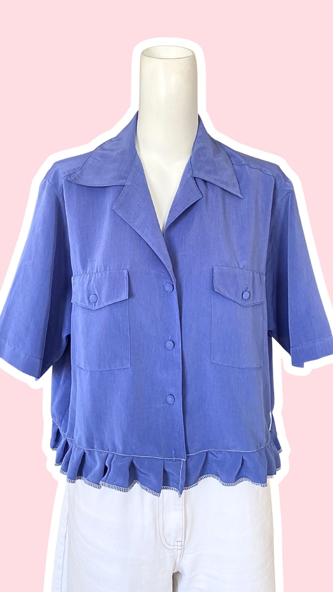 Froufrou • T. 36 à 40 • Chemise crop bleue à poches