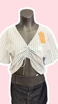 Monarque • T. 34 à 36 • Chemise papillon blanc carreaux bleu