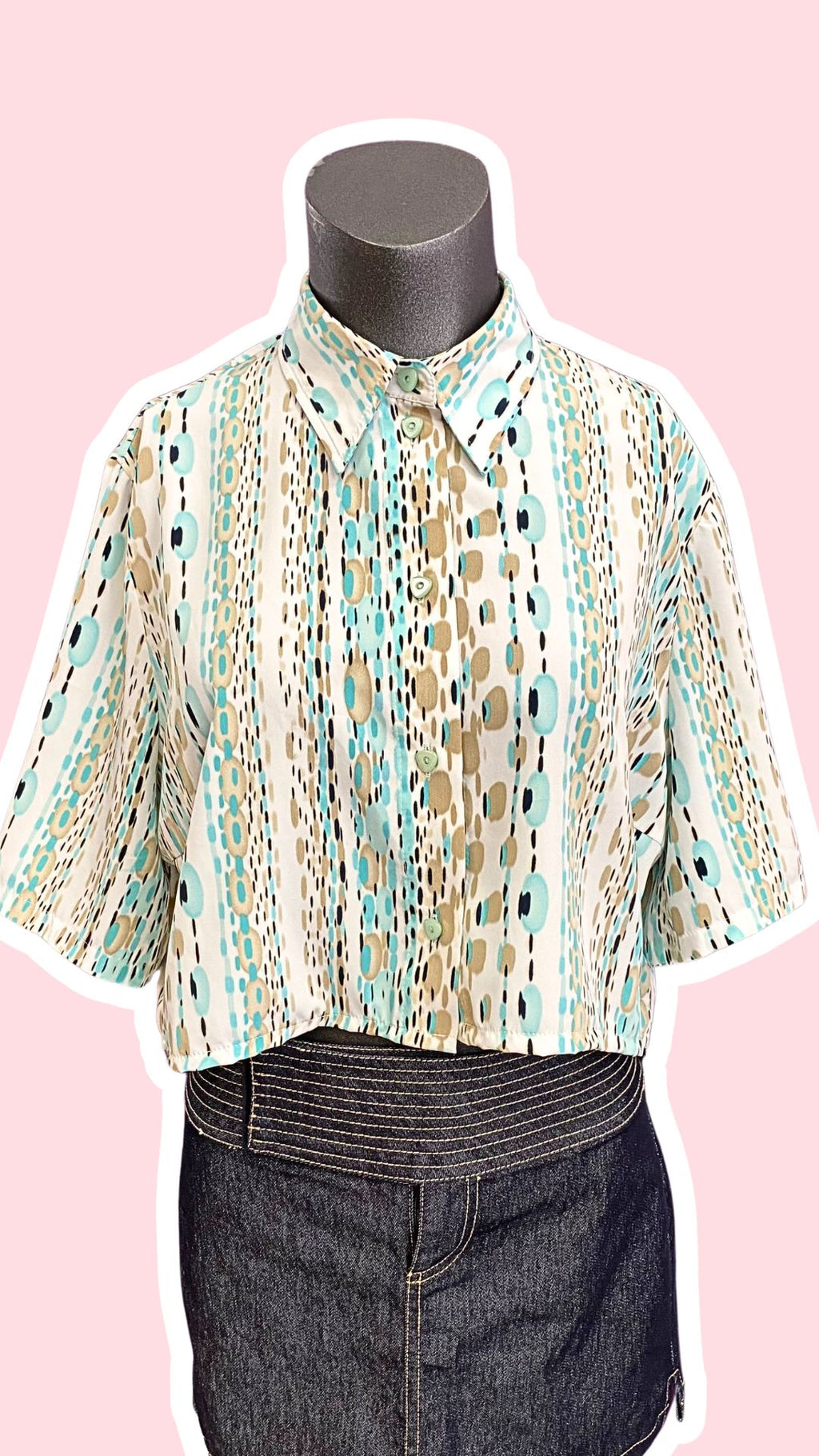 Cropped • T. 36 à 44 • Chemise blanc motifs ronds