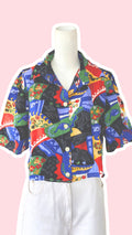 chemise crop top multicolore vintage