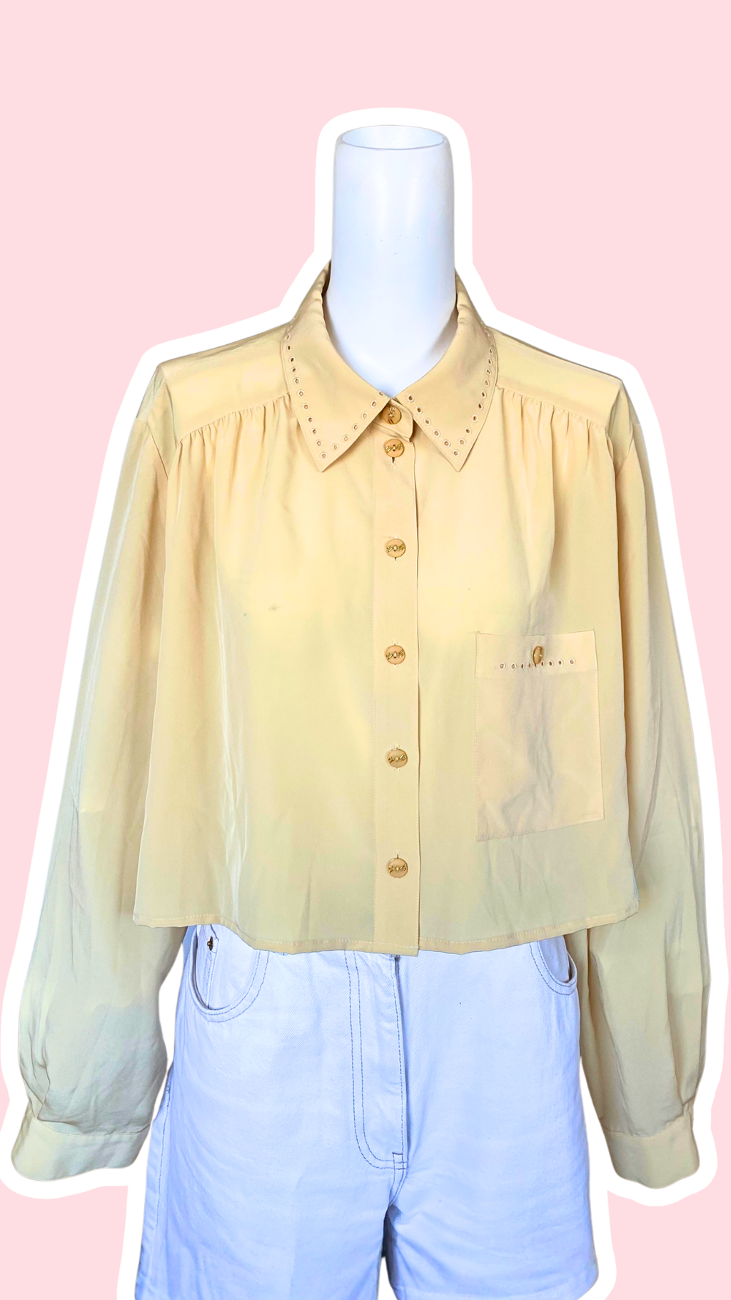Chemise cropped • T. 38 à 46 • Chemise crop top jaune brodée