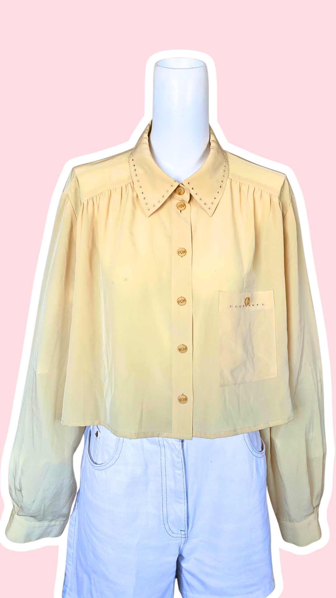 Chemise cropped • T. 38 à 46 • Chemise crop top jaune brodée