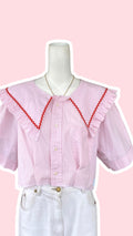 .Sweaties • T.38 à 42 • Chemise upcyclée grand col vichy rose