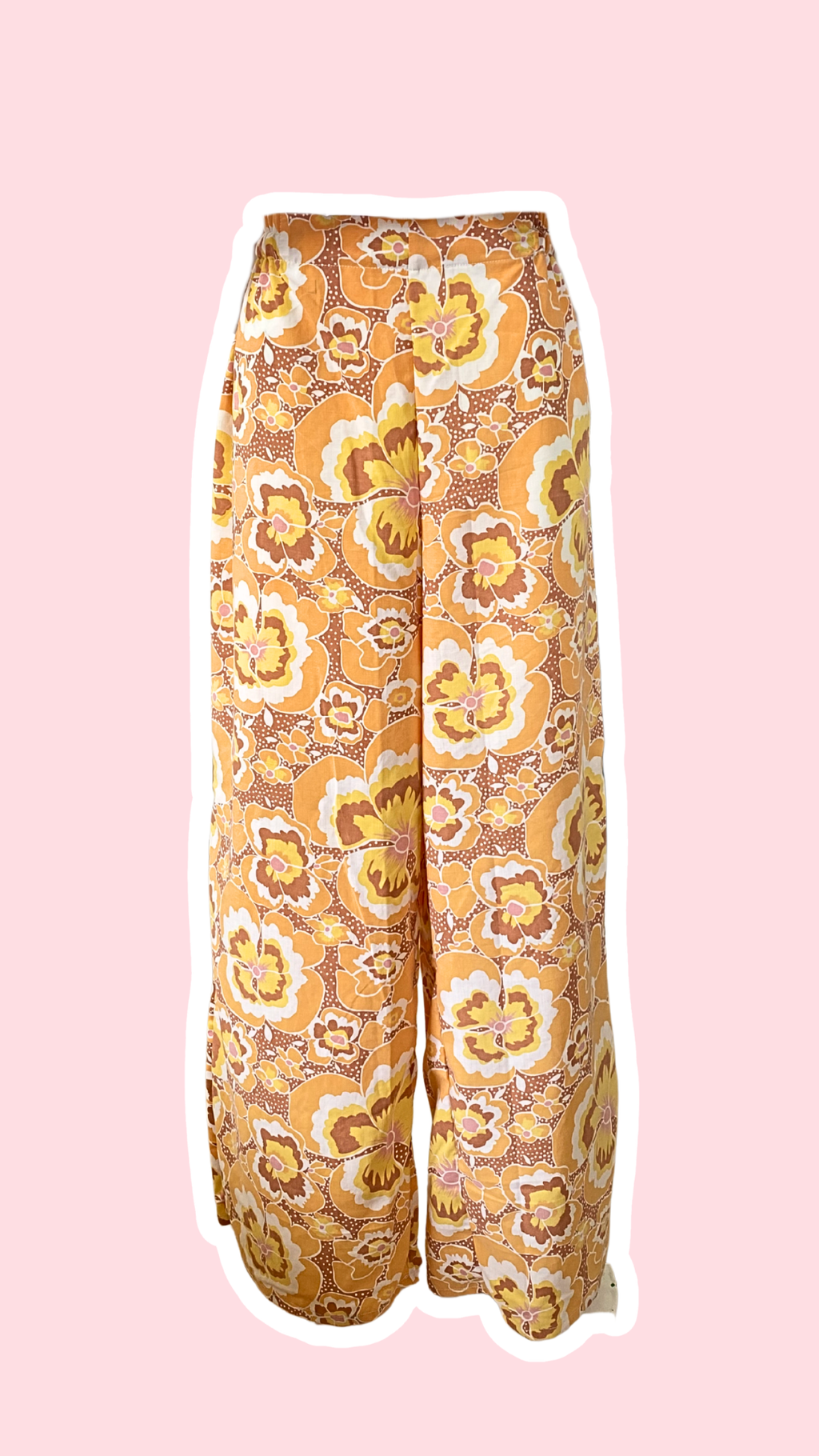 Pants • Taille L • Pantalon upcyclé motif fleurs orange