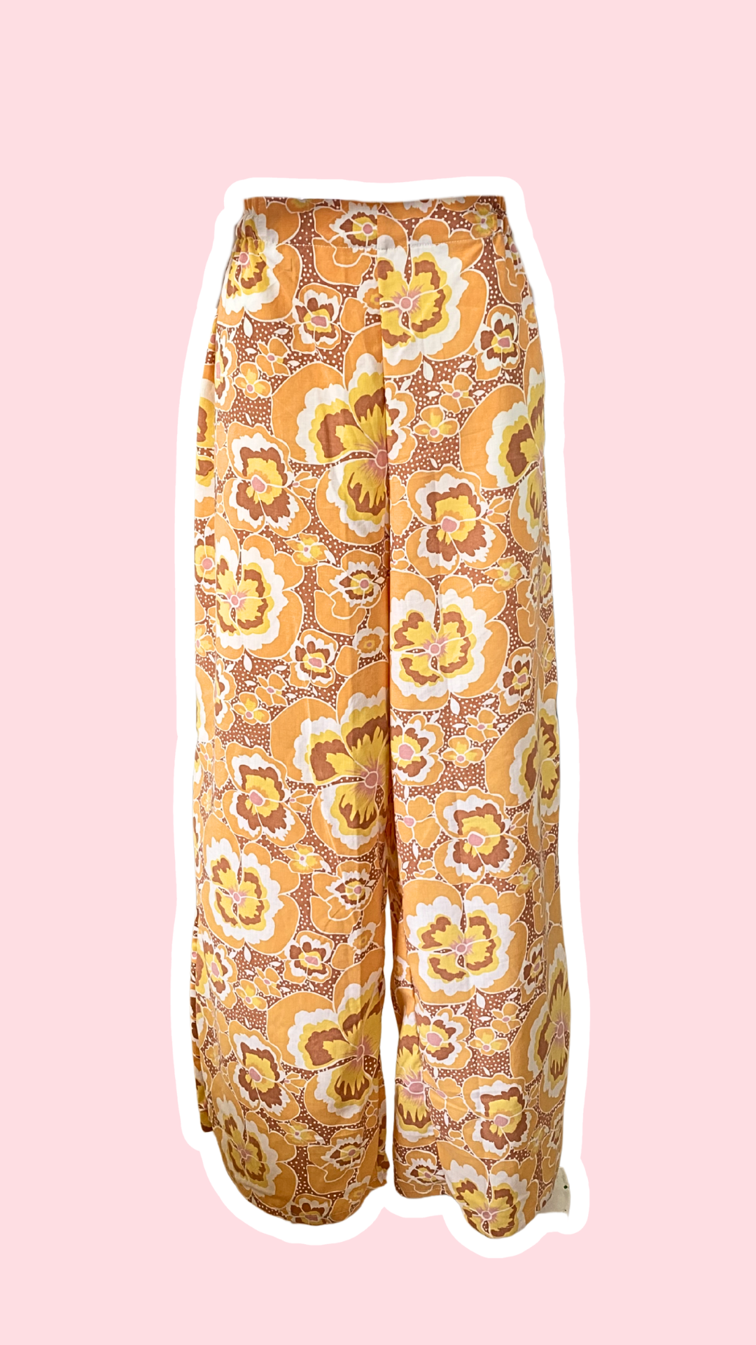 Pants • Taille L • Pantalon upcyclé motif fleurs orange