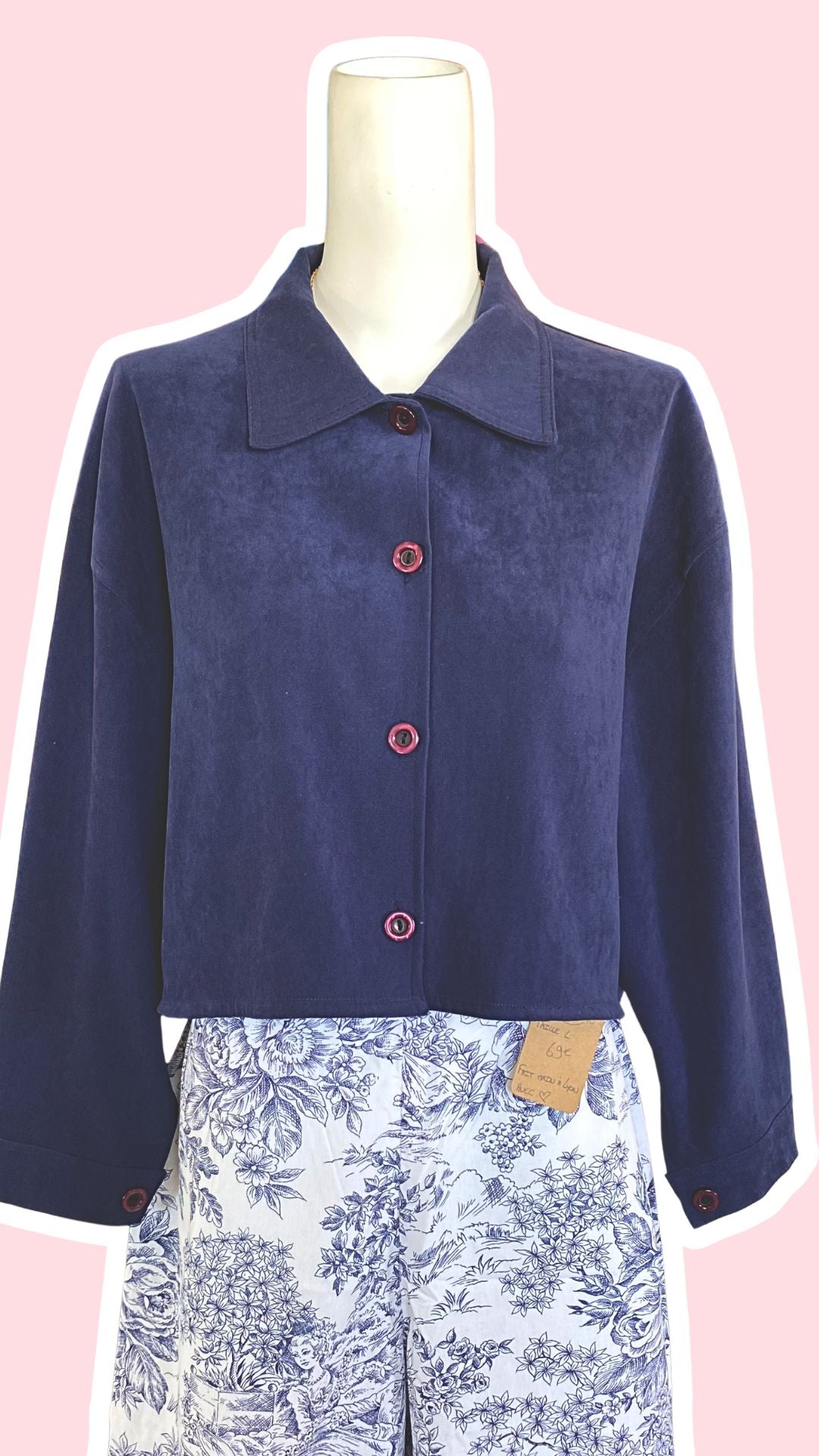 Cropped Jacket • T. 36 à 40 • Surchemise courte bleu foncé