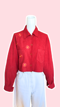 Cropped Jacket • T. 38 à 44 • Surchemise courte rouge coté fleurs
