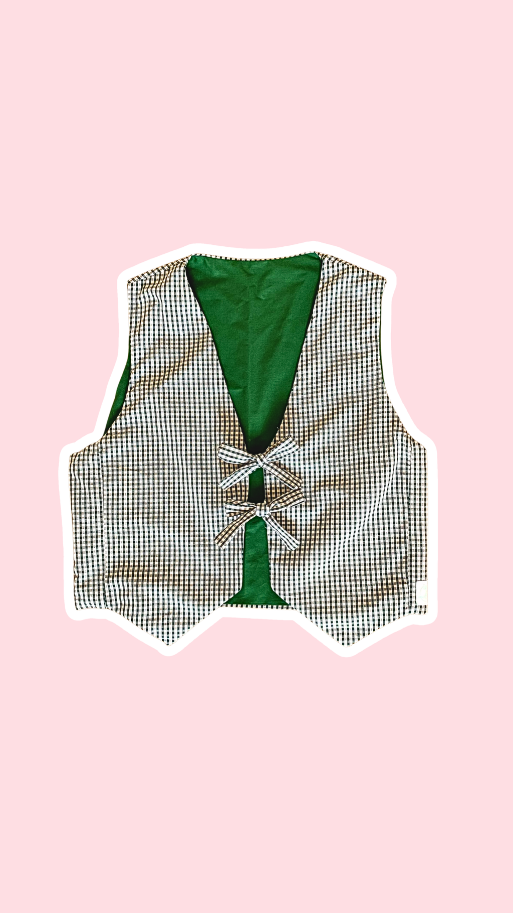 Veston réversible  • Taille unique • Veston motif vichy vert foncé et tissus vert