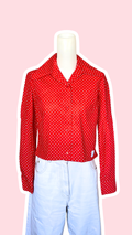 Cropped • T. 32 à 36 • Chemise crop top rouge à pois blanc