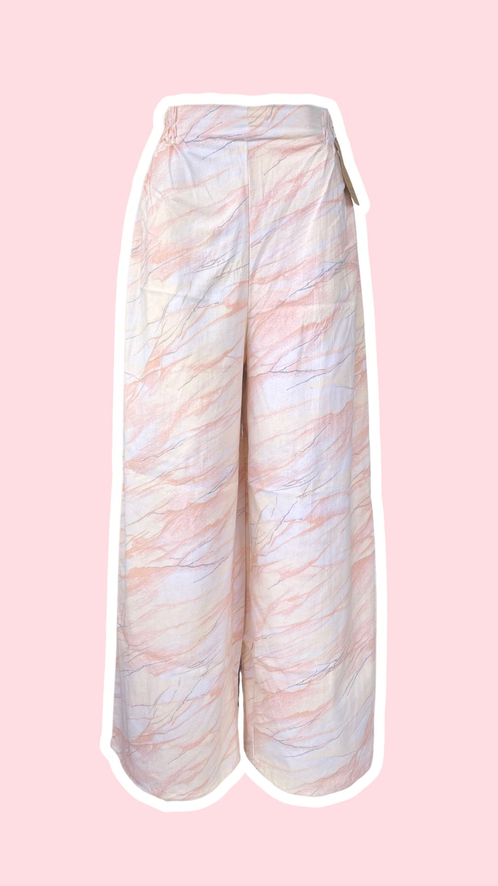 Pants • Taille XS/S • Pantalon upcyclé motif marbre tons rose pâle beige