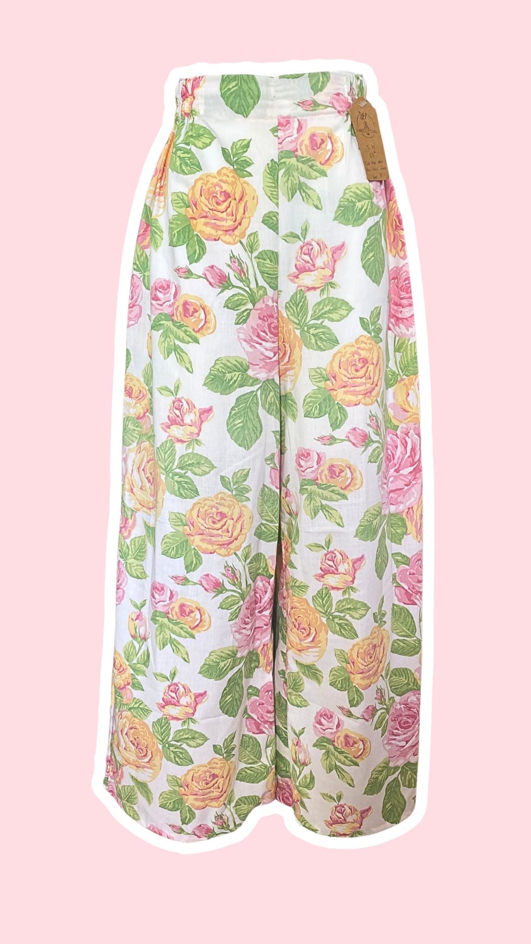 Pants • Taille M • Pantalon upcyclé blanc à fleurs