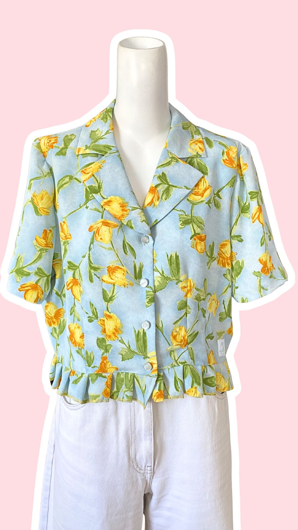 Froufrou • T. 34 à 38 • Chemise bleue fleurs jaune