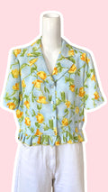 Froufrou • T. 34 à 38 • Chemise bleue fleurs jaune
