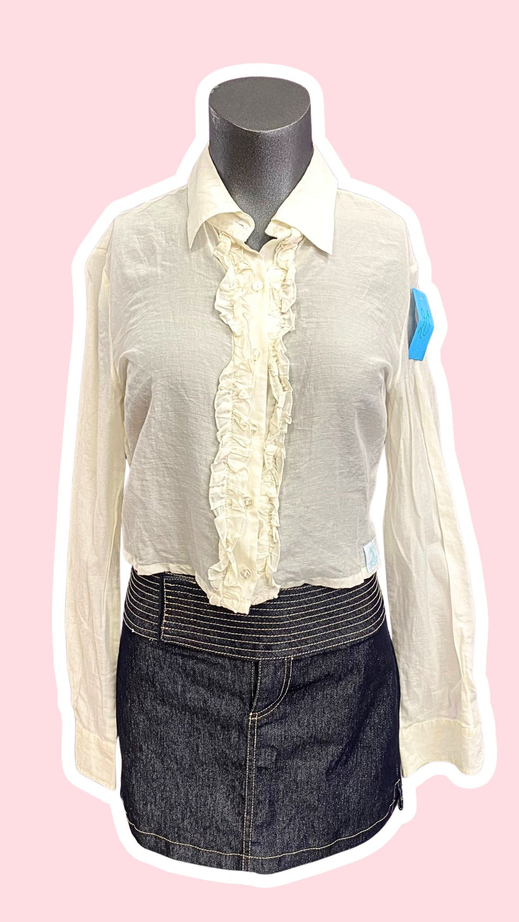 Cropped • T. 32 à 36 • Chemise voilage crème à froufrou