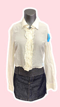 Cropped • T. 32 à 36 • Chemise voilage crème à froufrou