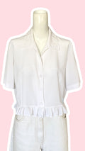 Froufrou • T. 34 à 38 • Chemise crop top blanche col brodé