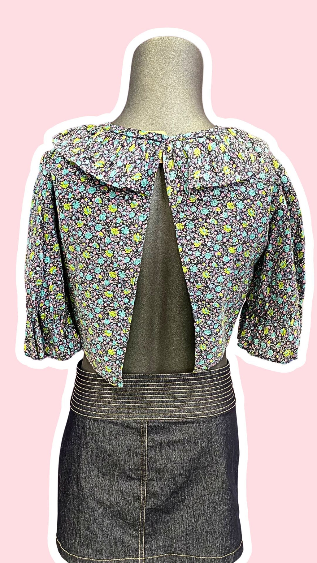 Cropped • T. 34 à 36 • Top dos nu liberty bleu marine