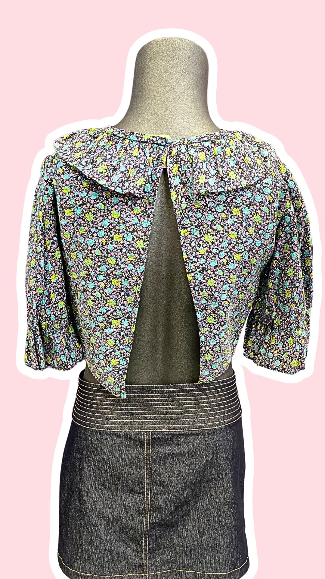 Cropped • T. 34 à 36 • Top dos nu liberty bleu marine