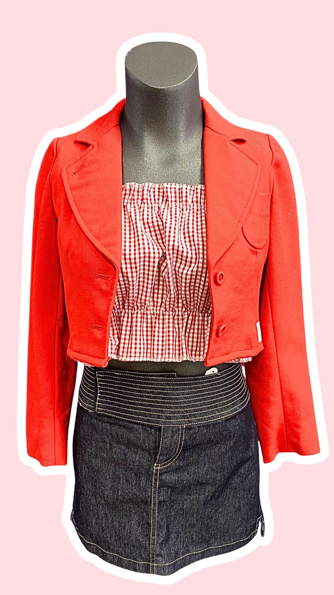 Blazer • T. 30 à 32 • Blazer cropped rouge laine