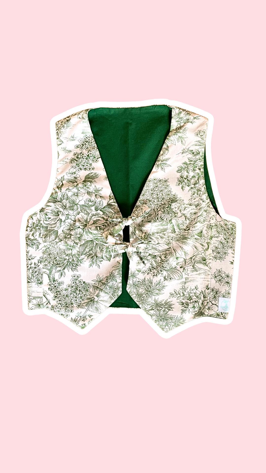 Veston réversible  • Taille unique • Veston toile de jouy verte et tissus vert