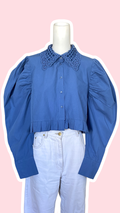 Froufrou • T. 38 à 40 • Chemise courte manches ballon longues bleue