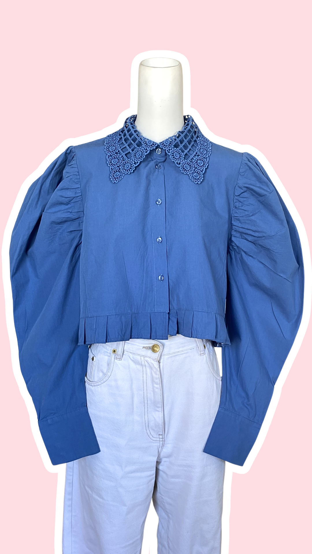 Froufrou • T. 38 à 40 • Chemise courte manches ballon longues bleue