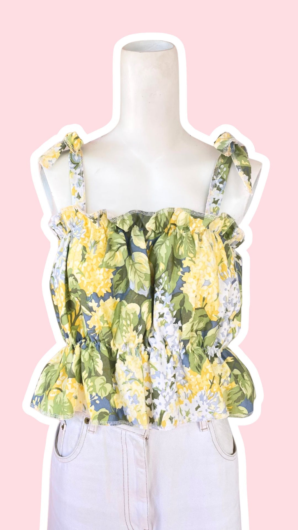 P'tis Ôh • Taille L  • Haut bandeau floral tons jaune vert gris