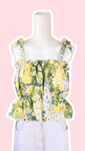 P'tis Ôh • Taille L  • Haut bandeau floral tons jaune vert gris