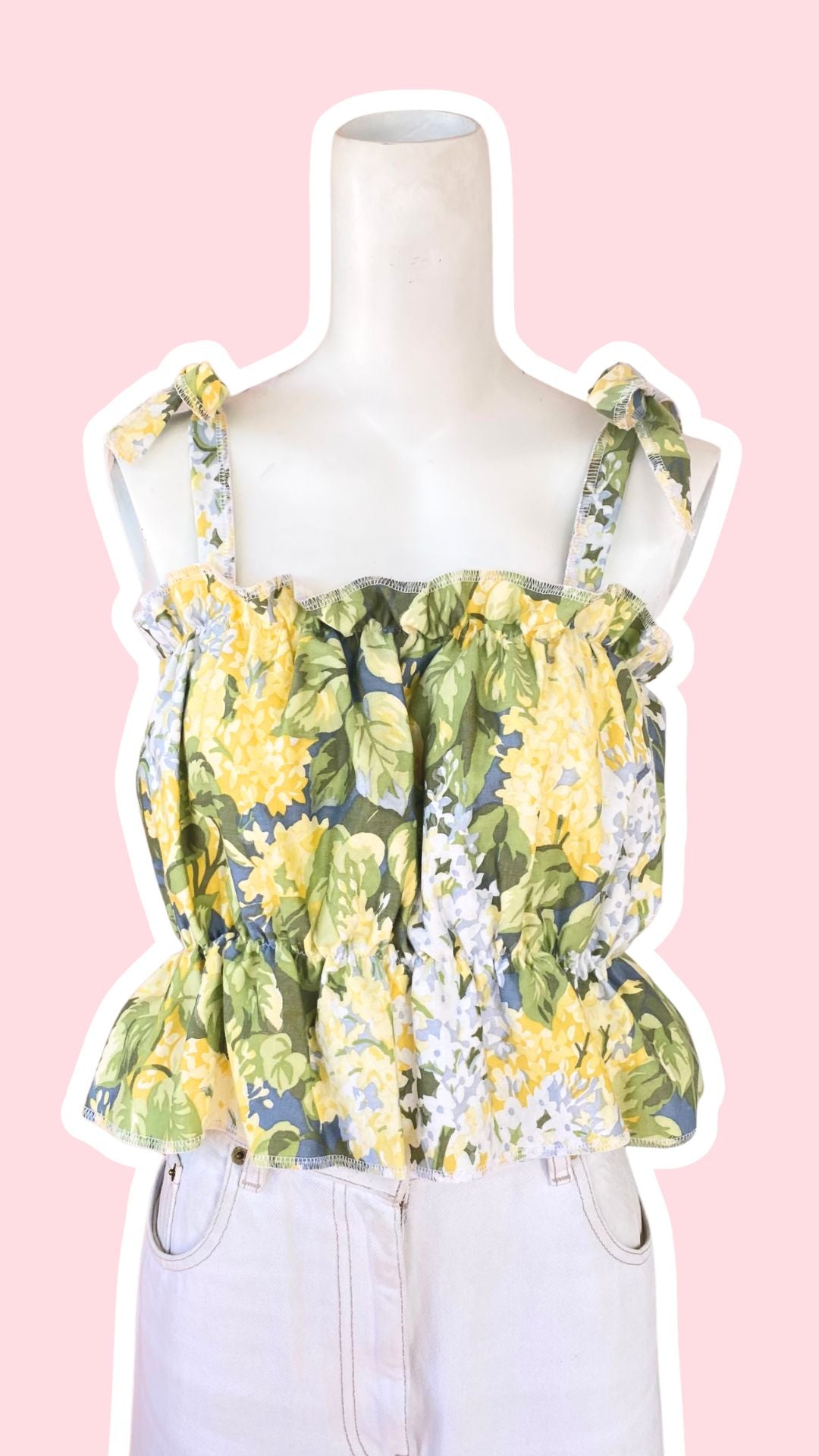 P'tis Ôh • Taille L  • Haut bandeau floral tons jaune vert gris