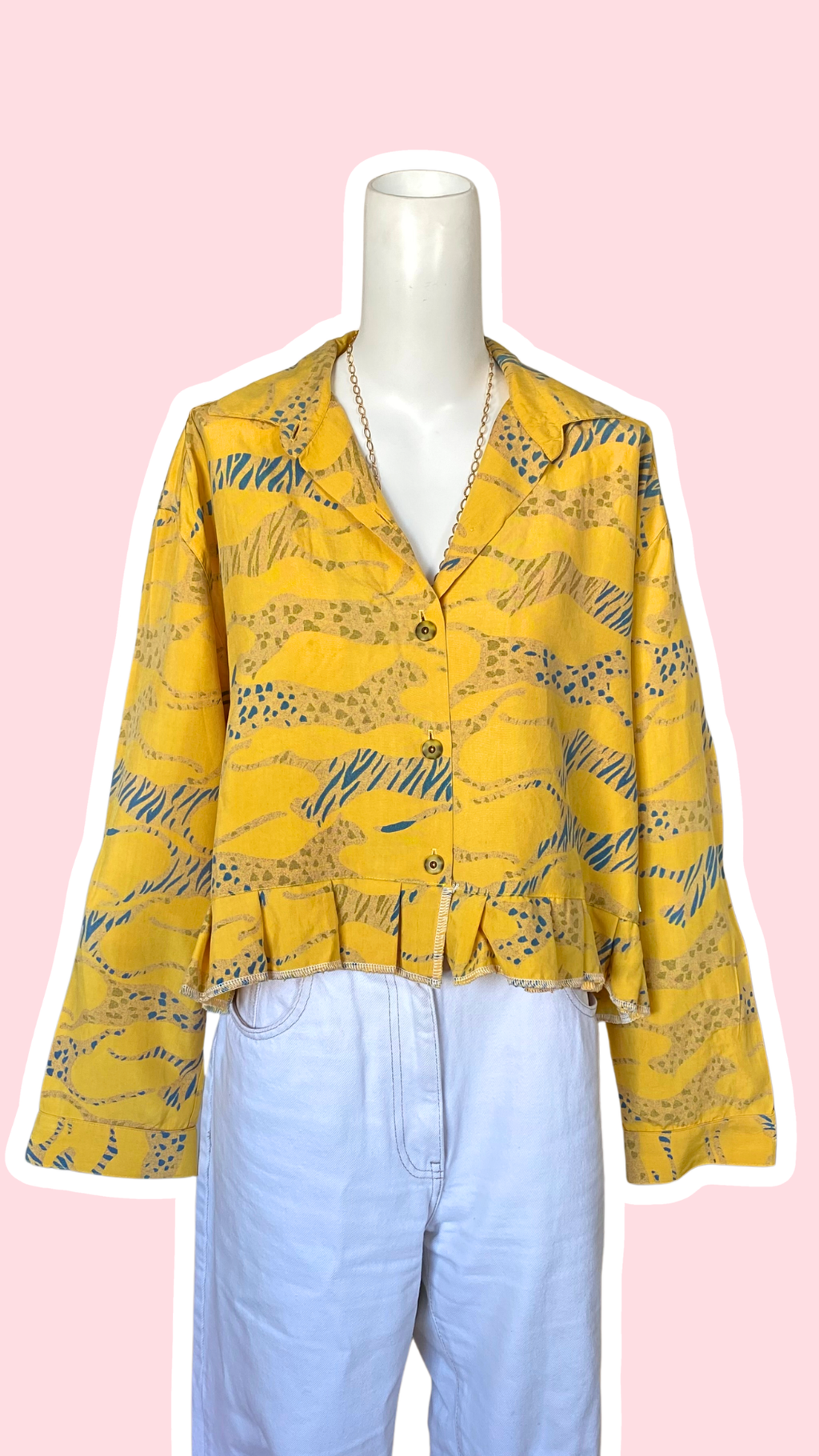 Froufrou • T. 38 à 44 • Chemise courte manches longues jaune motifs tigres