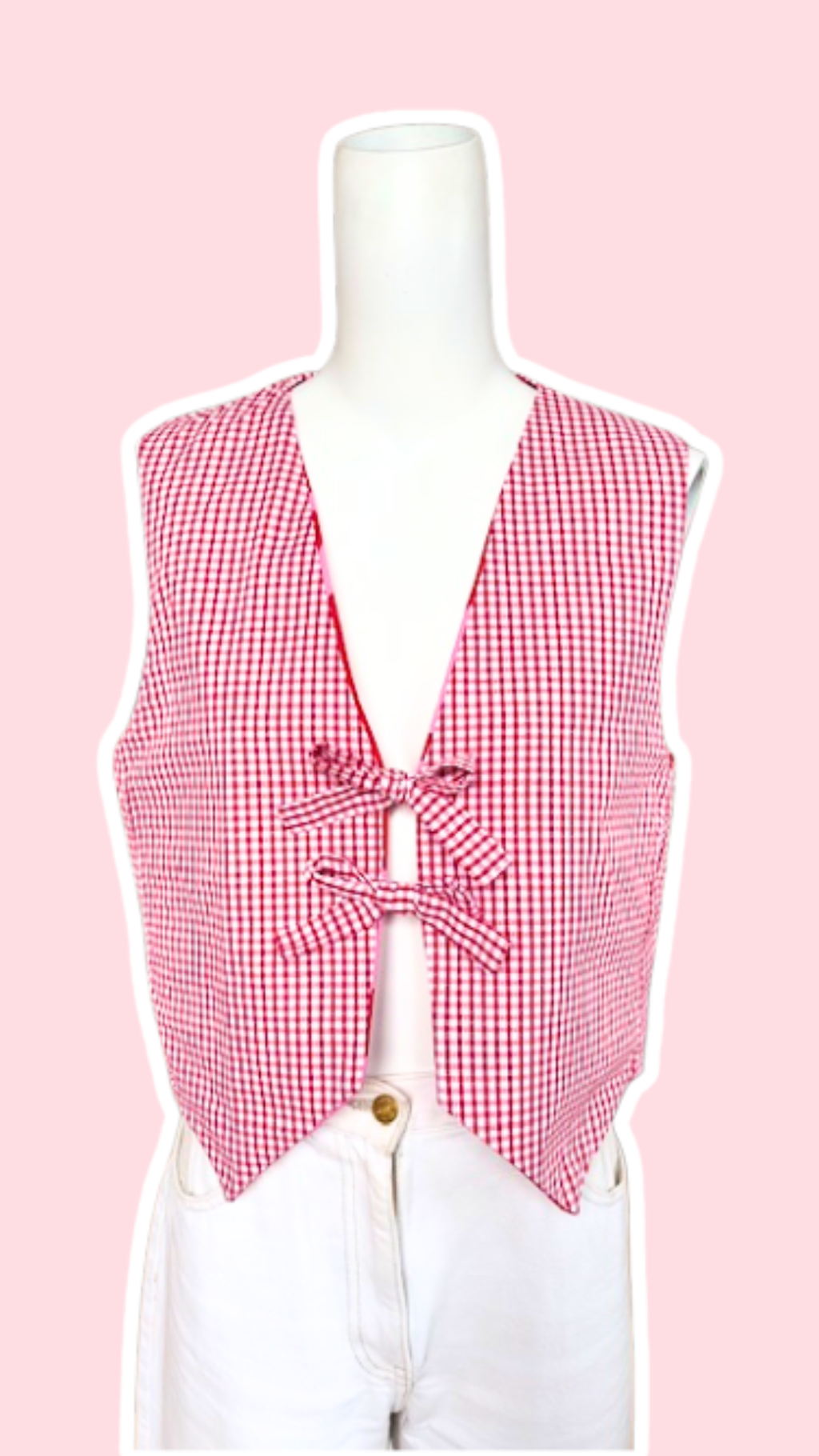Veston réversible  • Taille unique • Veston motif vichy rouge