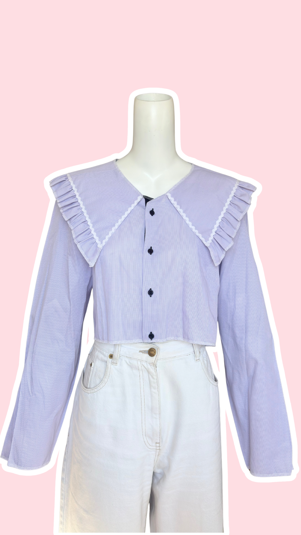.Sweaties • T.36 à 44 • Chemise upcyclée grand col rayures violette