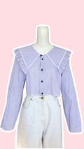 .Sweaties • T.36 à 44 • Chemise upcyclée grand col rayures violette