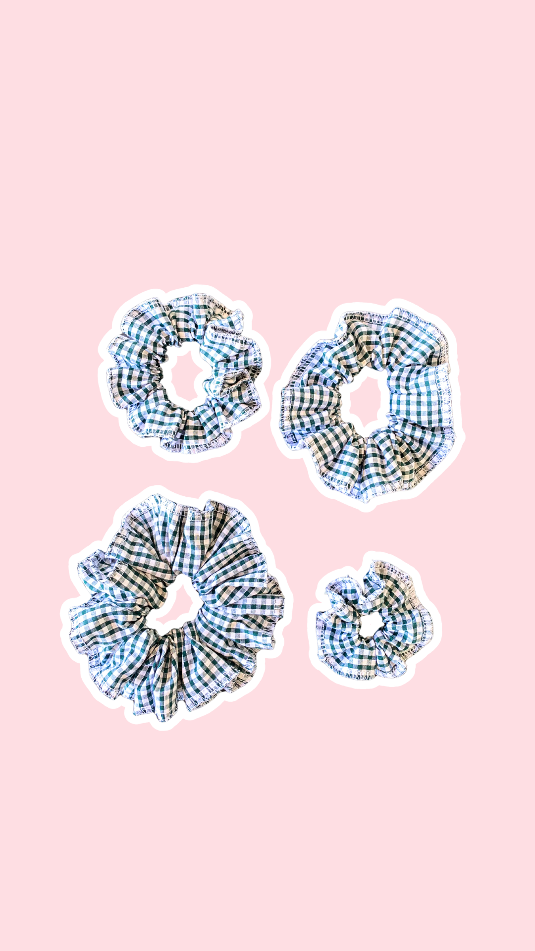 Scrunchy • T. XS à XL • Chouchou vichy vert