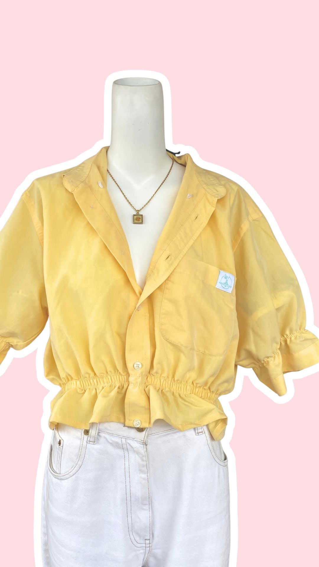 Intemporelle • T. 36 à 42 • Chemise crop top bouffante jaune