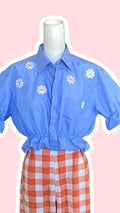 Intemporelle • T.32 à 36 • Chemise crop bleu ciel à fleurs