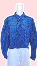 Cropped • T. 38 à 44 • Chemise bleu roi satinée à pois