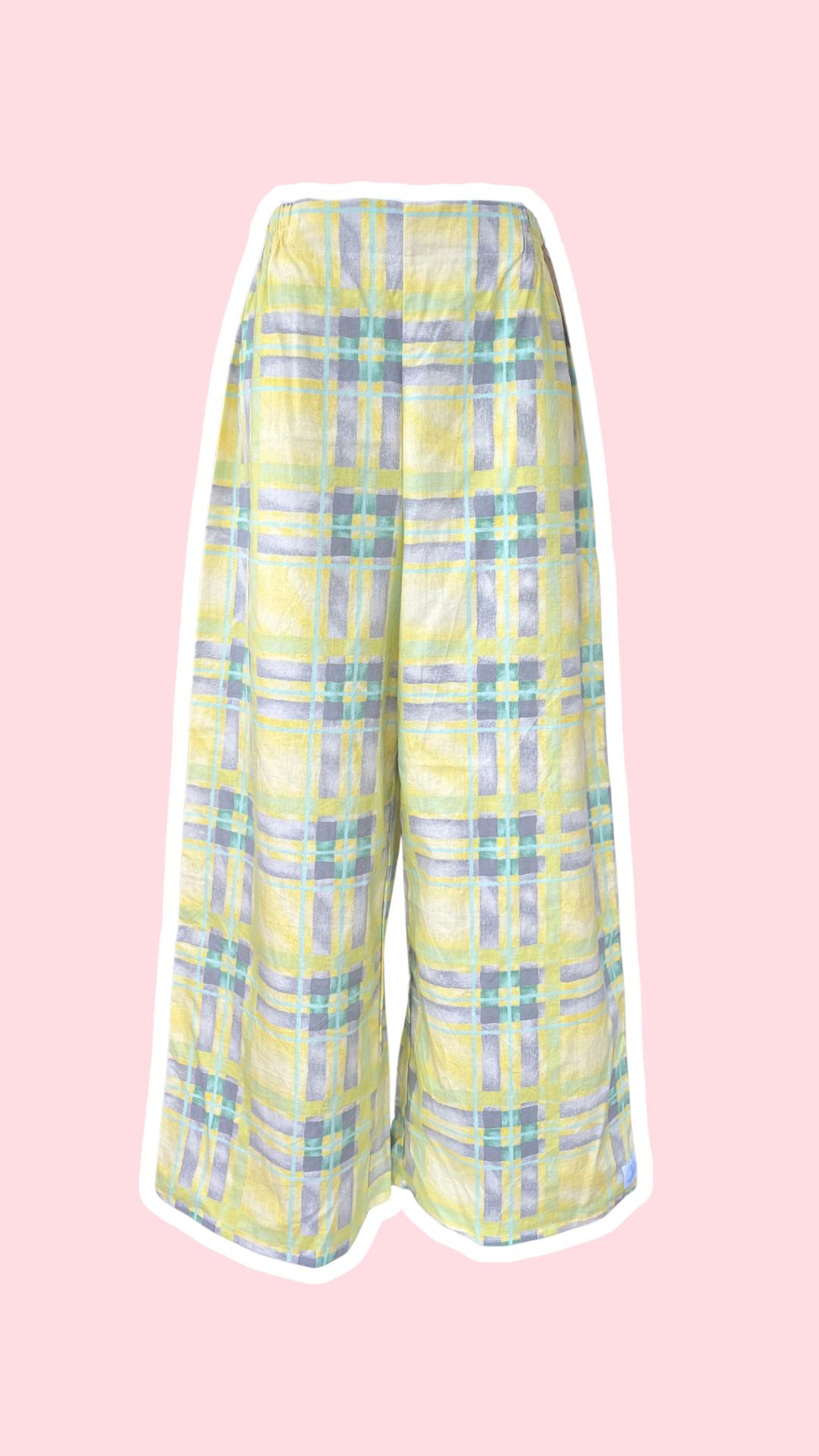 Pants • Taille M • Pantalon upcyclé carreaux jaune tons gris bleu