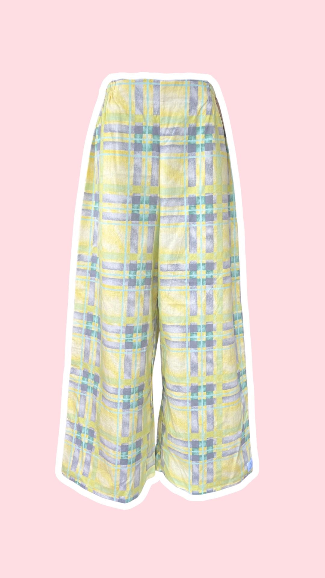 Pants • Taille M • Pantalon upcyclé carreaux jaune tons gris bleu