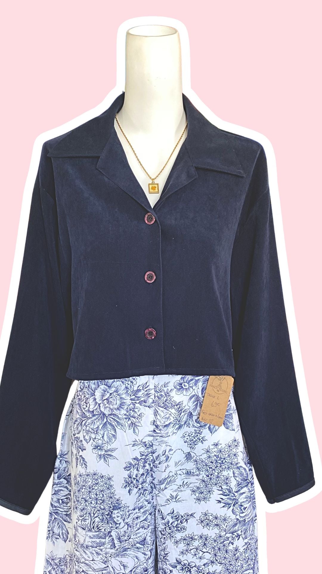 Cropped Jacket • T. 36 à 42 • Surchemise courte marine