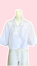 Cropped • T.38 à 44  • Chemise crop top blanche broderies