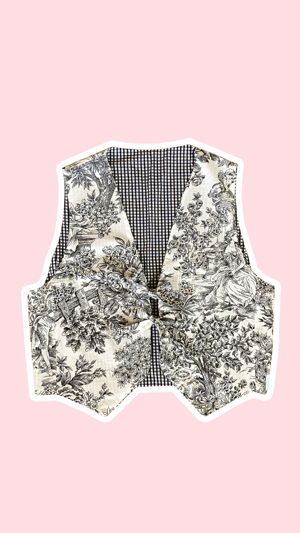 Veston réversible  • Taille unique • Veston motif toile de jouy noire