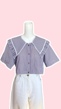 Sweaties • T. 36 à 40 • Chemise upcyclée grand col rayure violette