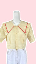 Sweaties • T.36 à 40 • Chemise upcyclée grand col jaune texturée