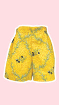 Short • Taille M • Short upcyclé motif provençal jaune citron cigales et olives