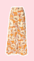 Pants • Taille XS/S • Pantalon upcyclé 70s floraux orange beige