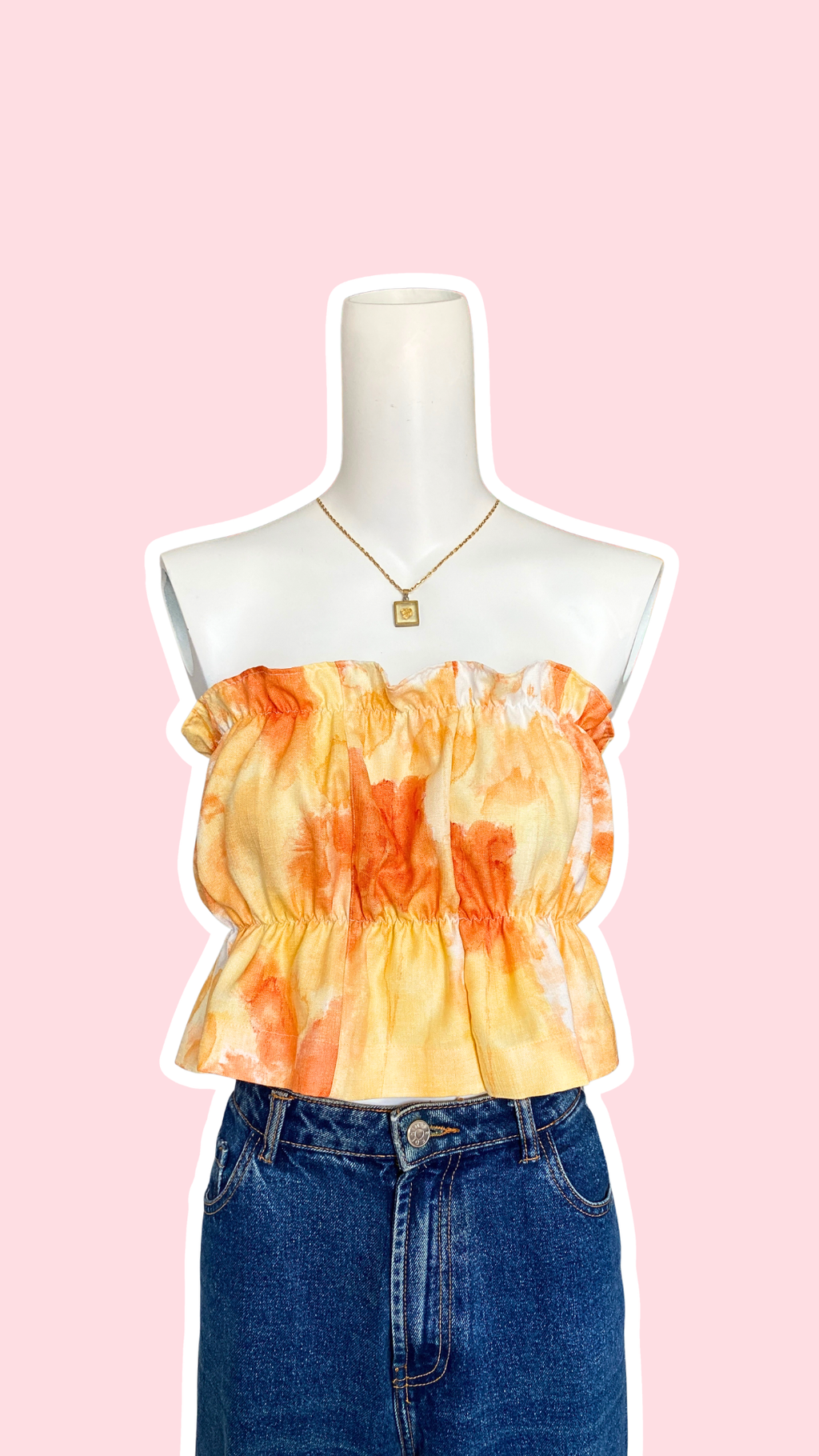 P'tis Ôh • T.XS • Haut bandeau à froufrou jaune et orange
